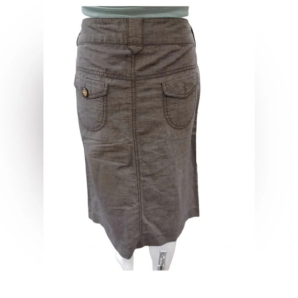 Casual Bandolera Linen Blend Grey Midi  Skirt Size 40 - Picture 3 of 10